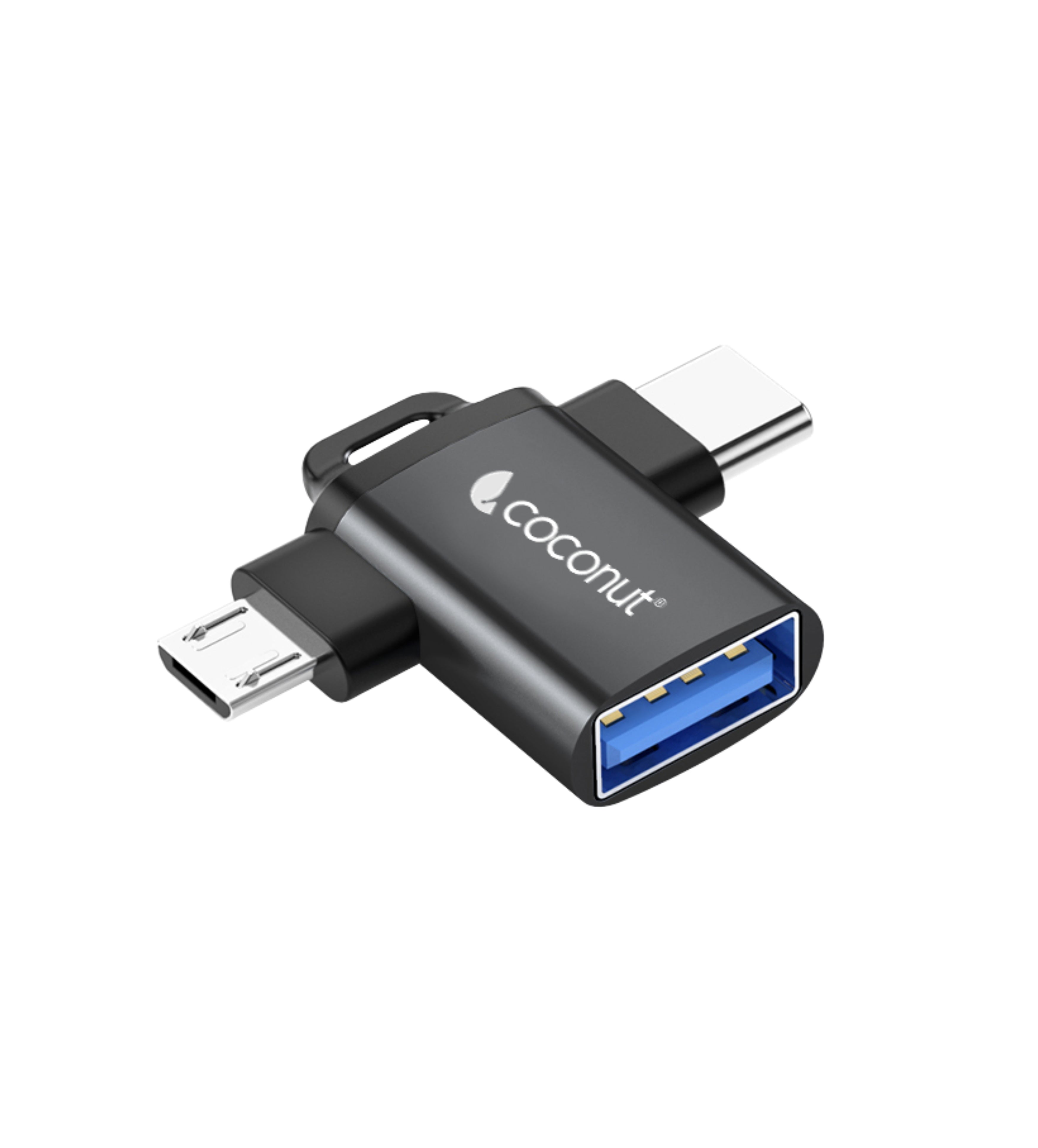 OT03 USB 3.0 to Micro USB + Type C OTG Adapter, Aluminum Body